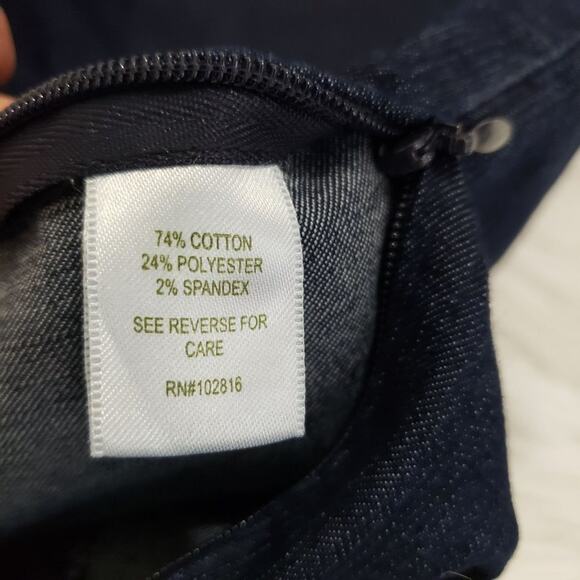 Garnet Hill dark wash jean skirt knee length woman's size 8 petite - Picture 5 of 8